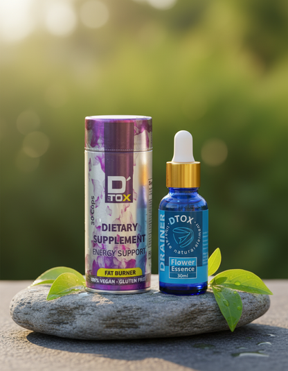 D2TOX Combo: Fat Burner Capsules + Detox Drainer Flower Essence